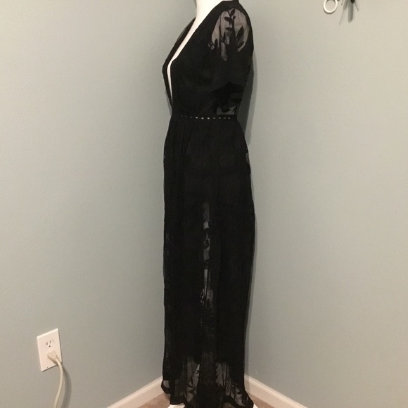 Black Embroidered Lace Maxi Dress - Picture 3 of 5